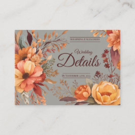 Tarjeta De Recepción Código QR floral otoño presupuesto Detalles del Bo