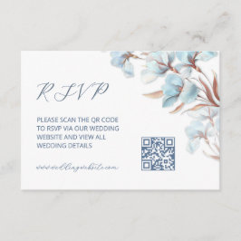 Tarjeta De Recepción Código QR | Floral Turquesa