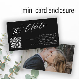 Tarjeta De Recepción Código QR foto elegante guión boda detalles negro