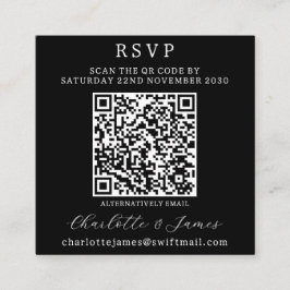 Tarjeta De Recepción Código QR Foto en blanco y negro RSVP