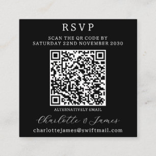 Tarjeta De Recepción Código QR Foto en blanco y negro RSVP