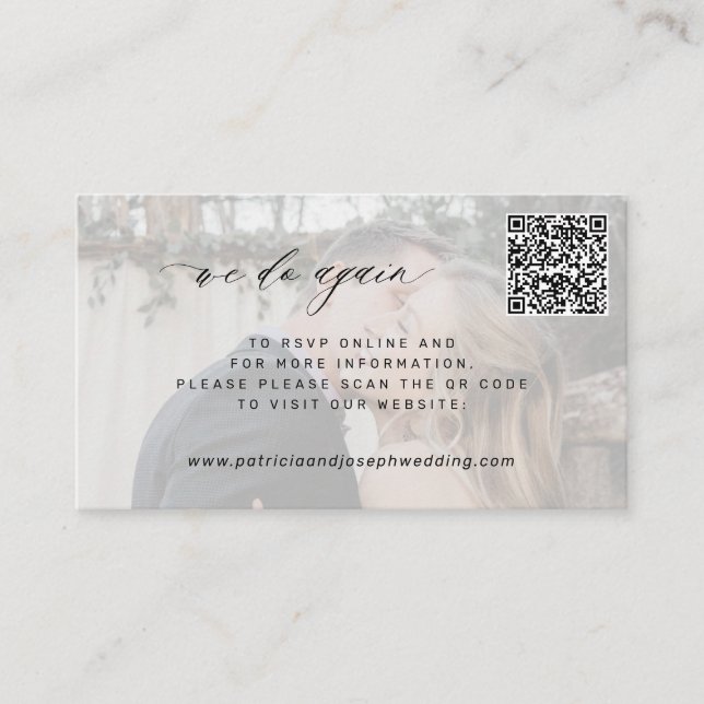 Tarjeta De Recepción CÓDIGO QR foto mínima que volvemos a hacer boda (Anverso)