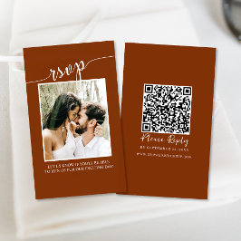 Tarjeta De Recepción Código QR Foto simple en línea Presupuesto RSVP Ta