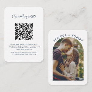 Tarjeta De Recepción Código QR Foto Sitio Web Boda RSVP