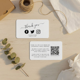 Tarjeta De Recepción Código QR gracias descuento Medios sociales