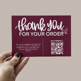 Tarjeta De Recepción Código QR Gracias Por Su Paquete De Compra Inserta