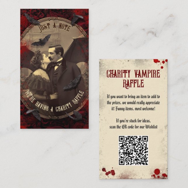 Tarjeta De Recepción Código QR Halloween Raffle Vampiro gótico romántic (Anverso / Reverso)