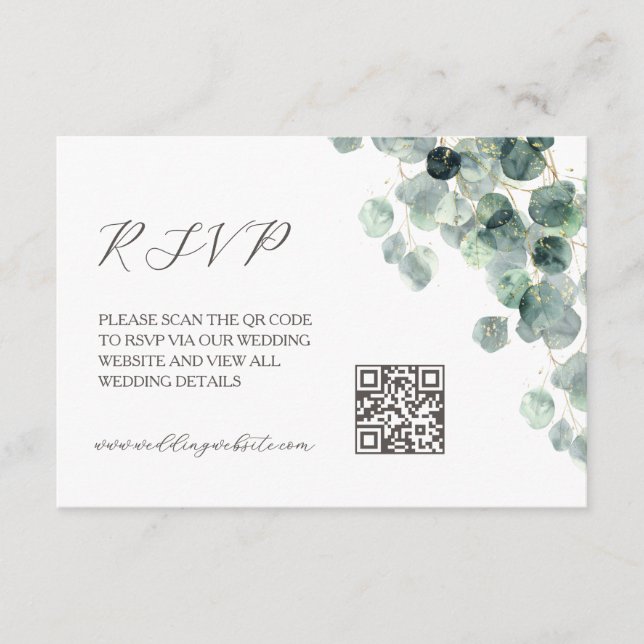 Tarjeta De Recepción Código QR | Hoja de eucalipto (Anverso)