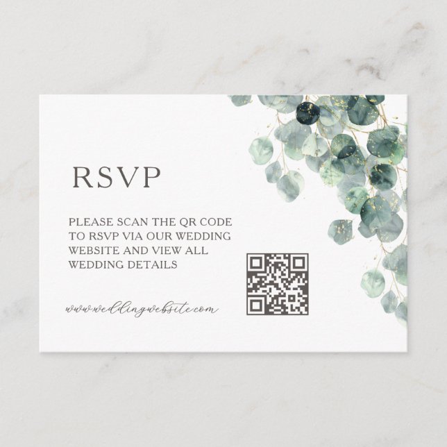 Tarjeta De Recepción Código QR |  Hoja de eucalipto (Anverso)