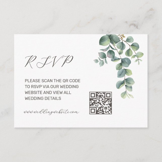 Tarjeta De Recepción Código QR | Hoja de eucalipto (Anverso)