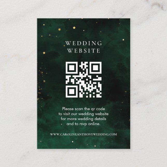 Tarjeta De Recepción Código Qr Magical Darald Emerald Green (Anverso)