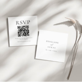 Tarjeta De Recepción Código QR minimalista de boda RSVP