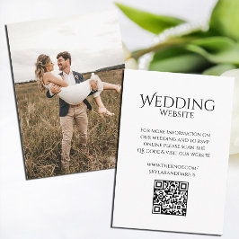 Tarjeta De Recepción Código QR mínimo básico de monograma Boda simple