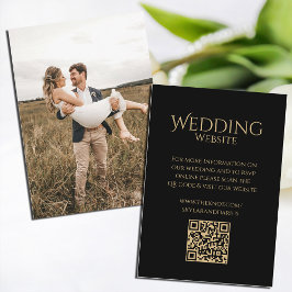 Tarjeta De Recepción Código QR mínimo básico de monograma Boda simple