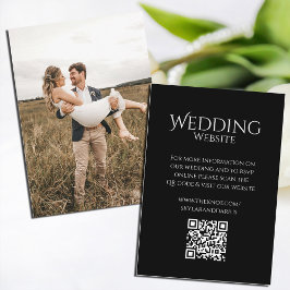 Tarjeta De Recepción Código QR mínimo básico de monograma Boda simple