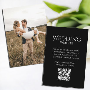 Tarjeta De Recepción Código QR mínimo básico de monograma Boda simple