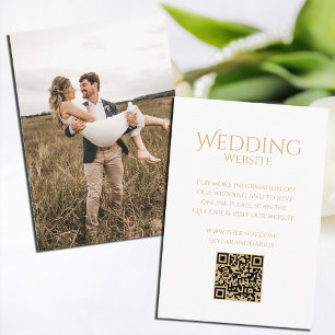 Tarjeta De Recepción Código QR mínimo básico de monograma Boda simple
