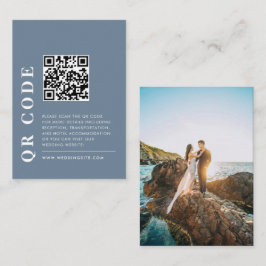 Tarjeta De Recepción Código QR mínimo Boda azul turbio foto