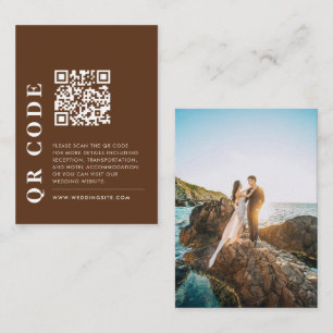 Tarjeta De Recepción Código QR mínimo Boda marrón oscuro foto detallada