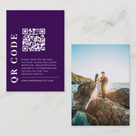 Tarjeta De Recepción Código QR mínimo Boda púrpura oscuro foto detallad