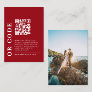 Tarjeta De Recepción Código QR mínimo Boda rojo y blanco foto