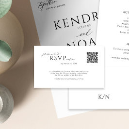 Tarjeta De Recepción código QR mínimo simple boda simple en línea rsvp