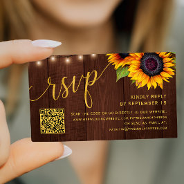 Tarjeta De Recepción Código QR moda rústica de campo RSVP