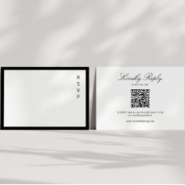 Tarjeta De Recepción Código QR moderno de caligrafía en blanco y negro