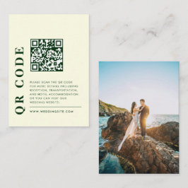 Tarjeta De Recepción Código QR moderno de detalles de Boda blanco Foto