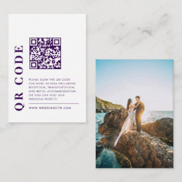 Tarjeta De Recepción Código QR moderno Detalles de Boda púrpura foto