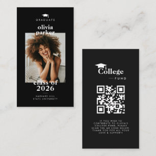 Tarjeta De Recepción Código QR moderno Fondo Universitario Foto Graduad