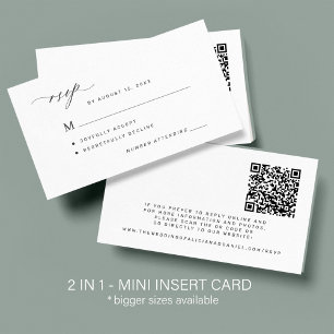 Tarjeta De Recepción Código QR moderno y respuesta boda clásica RSVP