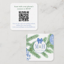 Código QR Navidades blancos azules casados RSVP