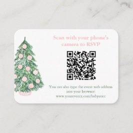 Tarjeta De Recepción Código QR Navidades verdes rosados RSVP o Registro