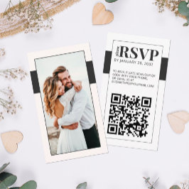 Tarjeta De Recepción Código QR negrita foto mínima en línea Envase RSVP