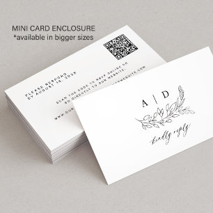 Tarjeta De Recepción código QR negro blanco monograma boda sitio web RS