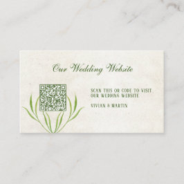 Tarjeta De Recepción Código QR Neutral de Crema y Rústica Verde Vintage
