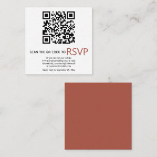 Tarjeta De Recepción Código QR online RSVP boda de caída de terracota m