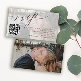 Tarjeta De Recepción Código QR Página web del boda de fotos simple RSVP