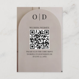 Tarjeta De Recepción Código QR para Boda Arch Neutral Luxe