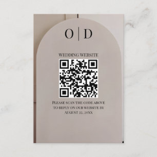Tarjeta De Recepción Código QR para Boda Arch Neutral Luxe