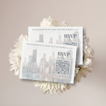 Código QR para Boda con Acuarela del Horizonte de 