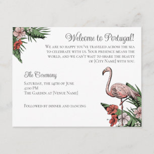 Tarjeta De Recepción Código QR para Boda de Destino Flamingo