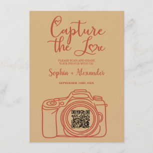 Tarjeta De Recepción Código QR para compartir fotos de boda Capture The