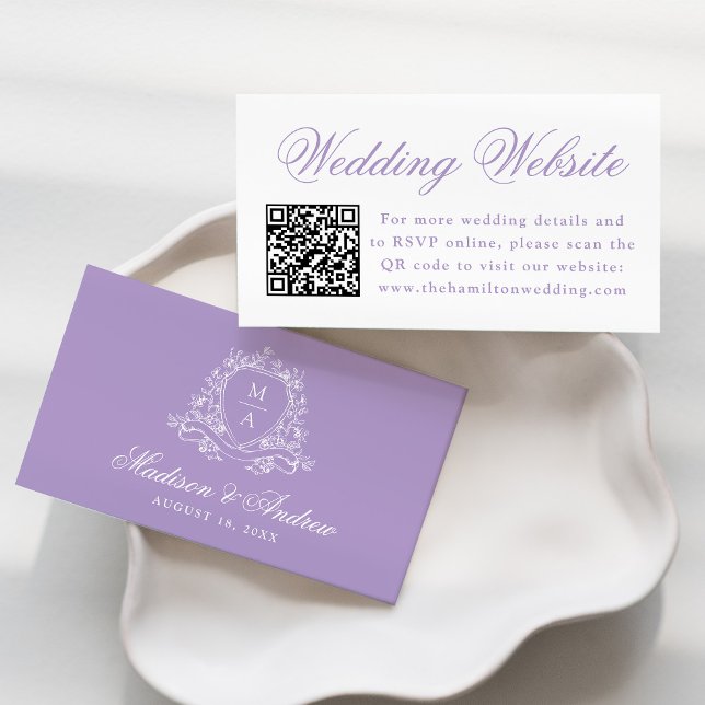 Tarjeta De Recepción Código QR para el Boda del Escudo de Lavanda Elega (Subido por el creador)