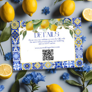 Tarjeta De Recepción Código QR para el Boda italiano del mosaico azul L