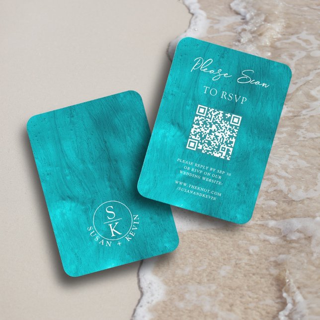 Tarjeta De Recepción Código QR para el sitio web Aqua Turquoise & Verde (Subido por el creador)