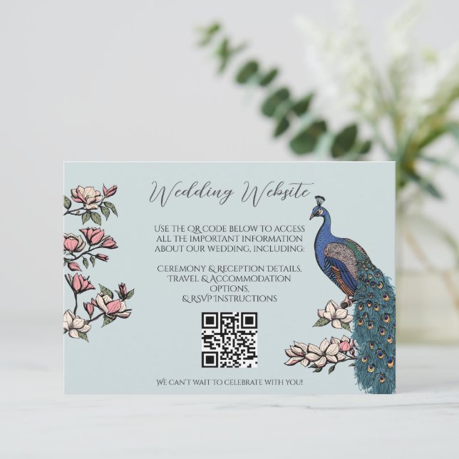 Tarjeta De Recepción Código QR para el sitio web de aves modernas (Anverso de pie)