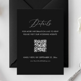 Tarjeta De Recepción Código Qr para el sitio web del Boda negro