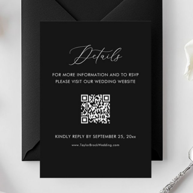 Tarjeta De Recepción Código Qr para el sitio web del Boda negro (Subido por el creador)